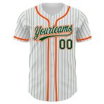 Custom Name and Number Baseball Jersey - Personalized Green-Orange Pinstripe Design, Authentic Style, White and Green Personalized