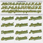 Custom Name and Number Softball Jersey - Personalized Unisex Two-Button White Green Pinstripe Old Gold Design Personalized