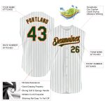 Custom Name Number Personalized Baseball Jersey - White Green Pinstripe Orange Sleeveless Authentic Personalized White Green