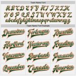 Custom Name Number Personalized Varsity Letterman Jacket Bomber in White Green Pinstripe Orange - Full-Snap Design Personalized
