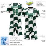 Custom Name and Number Soccer Jersey - Personalized White Green Plaid Sublimation Uniform Personalized White Green Plaid