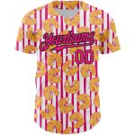 Custom Name and Number Tropical Anthurium Flower Baseball Jersey - Personalized 3D Hot Pink and Black Design Personalized