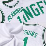 Custom Name and Number Authentic Basketball Jersey in White Hunter Green-Cream - Personalized Throwback Style Personalized