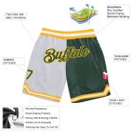 Custom Name Number Basketball Shorts Authentic Split Fashion Hunter Green Gold Personalized White Personalized White Hunter