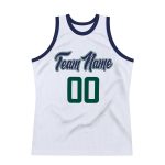 Custom Authentic Basketball Jersey Personalized Team Name & Number - White Hunter Green Navy Personalized White Hunter Green-Navy