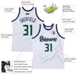 Custom Authentic Basketball Jersey Personalized Team Name & Number - White Hunter Green Navy Personalized White Hunter Green-Navy