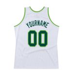 Custom Name and Number Basketball Jersey - Personalized Authentic White Hunter Green-Neon Green Throwback Design Personalized