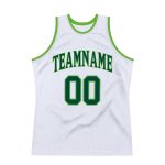Custom Name and Number Basketball Jersey - Personalized Authentic White Hunter Green-Neon Green Throwback Design Personalized
