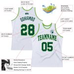 Custom Name and Number Basketball Jersey - Personalized Authentic White Hunter Green-Neon Green Throwback Design Personalized
