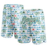 Custom Name Number Authentic Basketball Shorts Beach Holiday 3D Pattern White Kelly Green Personalized White Kelly Green