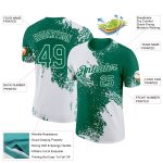 Custom Name and Number Performance T-Shirt - Personalized White and Kelly Green 3D Pattern Abstract Brush Stroke Design Personalized
