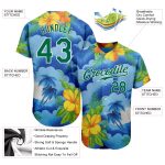 Custom Beach Baseball Jersey with Hawaii Palm Trees and Flower 3D Pattern - Personalized Team Name & Number in Kelly Green