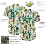 Custom Name Number Personalized Cactus Festival Baseball Jersey 3D Pattern Design in White Kelly Green Personalized White