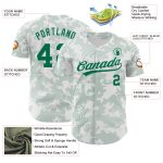 Custom Personalized 3D Pattern Baseball Jersey with Curve Lines, White and Kelly Green - Team Name and Number Personalized