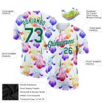 Personalized 3D Pattern Flowers Performance T-Shirt in White and Kelly Green Personalized White Kelly Green 3D Pattern Design