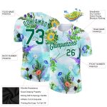 Custom Team Performance T-Shirt with Personalized Name and Number, 3D Floral Design in White and Kelly Green Personalized