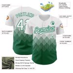 Custom Gradient Square Shapes Baseball Jersey - Personalized White Kelly Green 3D Pattern with Team Name and Number Personalized