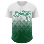 Custom Gradient Square Shapes Baseball Jersey - Personalized White Kelly Green 3D Pattern with Team Name and Number Personalized