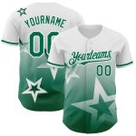 Personalized Twinkle Star 3D Gradient Baseball Jersey with Custom Name and Number - White Kelly Green Team Jersey Personalized