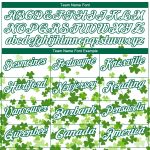 Custom St. Patricks Day Golf Polo Shirt with Personalized Name & Number, 3D Pattern Design in White & Kelly Green Personalized