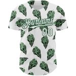 Personalized Tropical Anthurium Baseball Jersey 3D Pattern Custom Name & Number in White and Kelly Green Personalized White