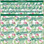 Personalized Tropical Hawaii Palm Leaves Flamingo Baseball Jersey Custom Name and Number - White Kelly Green 3D Pattern Design