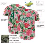 Custom Tropical Plant and Bird Baseball Jersey - Personalized 3D Pattern with Name and Number - White Kelly Green Personalized