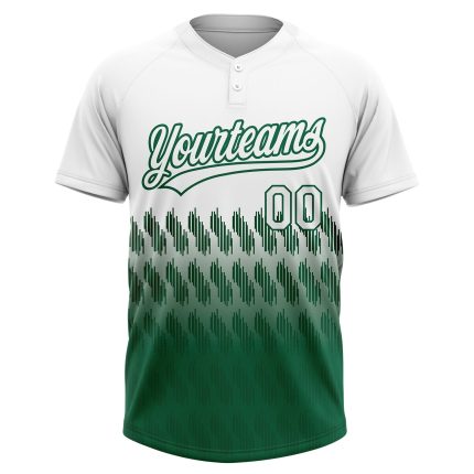 Custom Name Number Personalized Unisex Softball Jersey White Kelly Green 3D Pattern Two-Button Design Personalized White