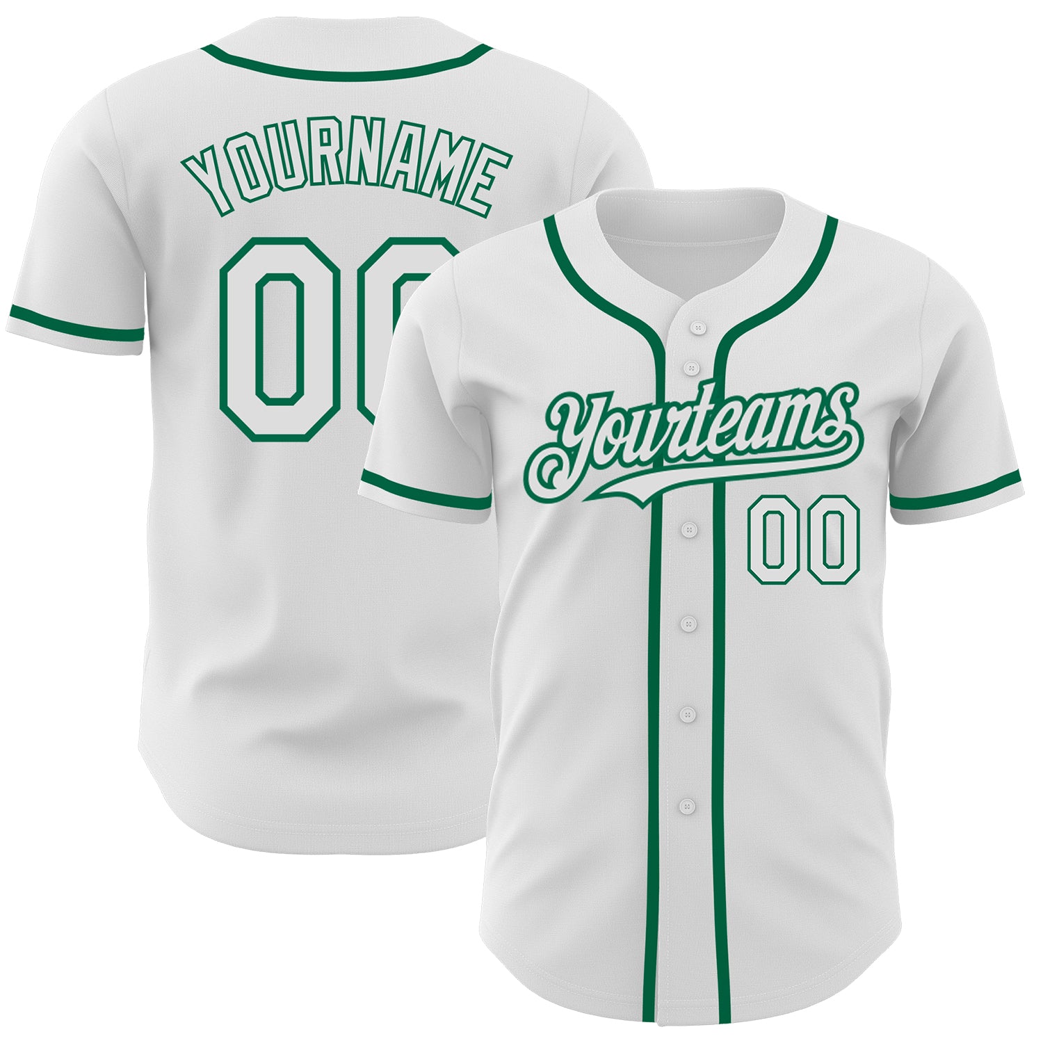 Personalized Authentic Baseball Jersey in White and Kelly Green for Ultimate Fan Gear Personalized White Kelly Green Authentic