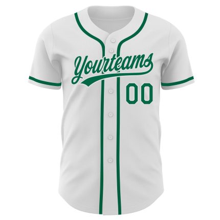 Custom Name and Number Authentic Baseball Jersey - Personalized White Kelly Green Design Personalized White Kelly Green Authentic
