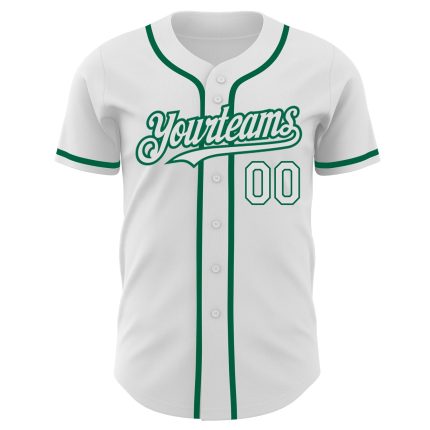Personalized Authentic Baseball Jersey in White and Kelly Green for Ultimate Fan Gear Personalized White Kelly Green Authentic