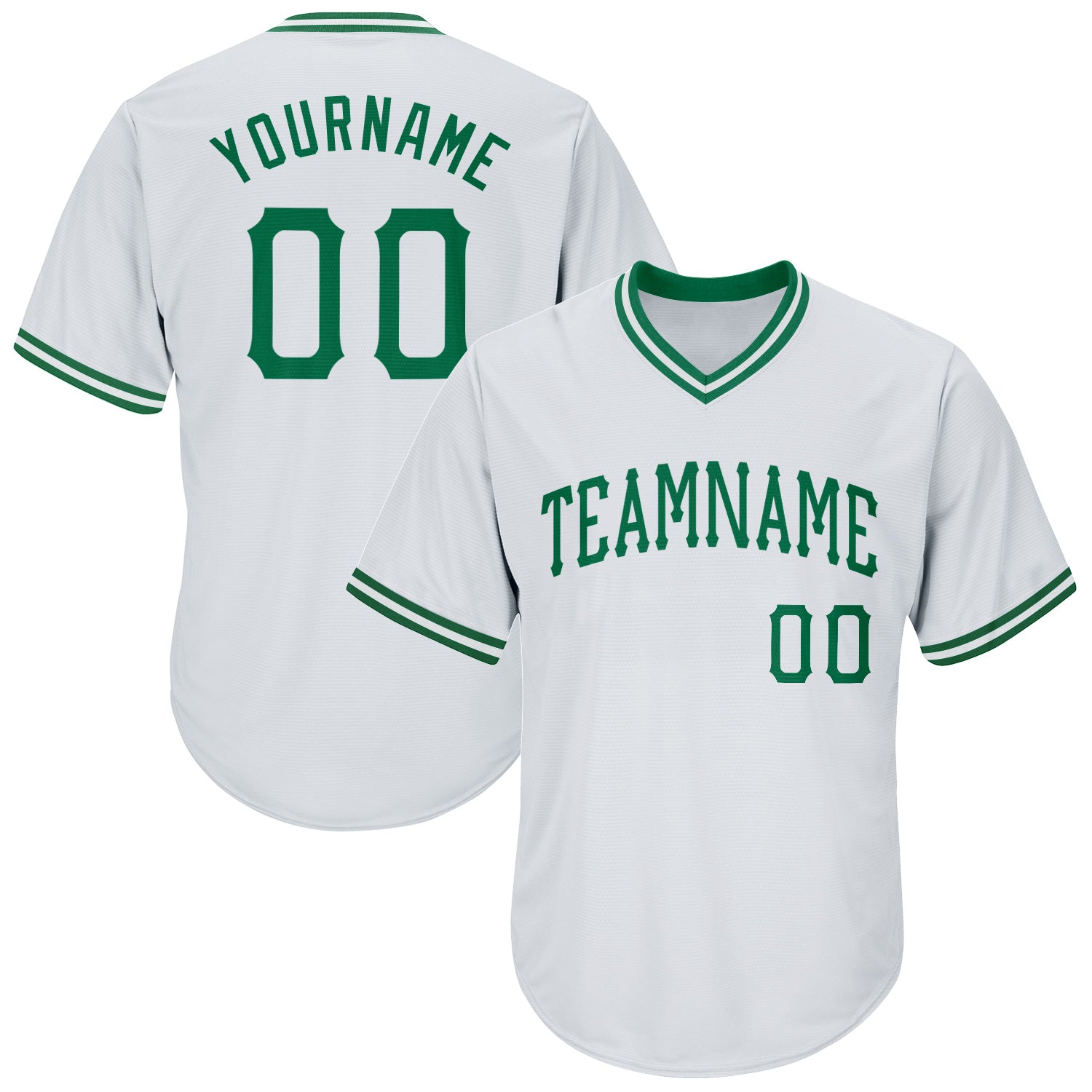Personalized Authentic Rib-Knit Baseball Jersey Shirt Custom Name & Number in White/Kelly Green Personalized White Kelly