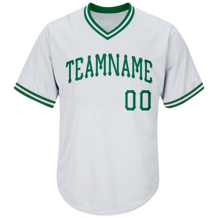 Personalized Authentic Rib-Knit Baseball Jersey Shirt Custom Name & Number in White/Kelly Green Personalized White Kelly
