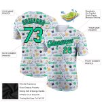 Personalized Crocodile 3D Pattern Performance T-Shirt in White Kelly Green-Black Personalized White Kelly Green-Black 3D