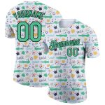 Personalized Crocodile 3D Pattern Performance T-Shirt in White Kelly Green-Black Personalized White Kelly Green-Black 3D