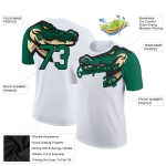 Custom Name and Number Crocodile 3D Pattern Performance T-Shirt in White and Kelly Green-Black Personalized White Kelly Green-Black