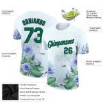 Custom Name and Number 3D Floral Performance T-Shirt in White and Kelly Green-Black Design Personalized White Kelly Green-Black