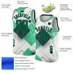 Custom Name 3D Geometric Basketball Jersey City Edition - Personalized White Kelly Green Black Design Personalized White