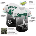 Custom Name and Number Personalized Gradient Twinkle Star Baseball Jersey - White Kelly Green-Black 3D Pattern Design Personalized
