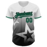 Custom Name and Number Personalized Gradient Twinkle Star Baseball Jersey - White Kelly Green-Black 3D Pattern Design Personalized