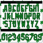 Custom Name and Number St. Patricks Day Clovers Performance T-Shirt - Personalized White Kelly Green-Black Design Personalized