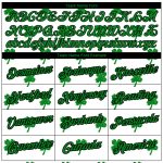 Custom Name and Number St. Patricks Day Clovers Performance T-Shirt - Personalized White Kelly Green-Black Design Personalized