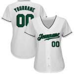 Custom Name and Number Baseball Jersey - Authentic White Kelly Green-Black Design Personalized White Kelly Green-Black Authentic