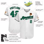 Custom Name and Number Baseball Jersey - Authentic White Kelly Green-Black Design Personalized White Kelly Green-Black Authentic