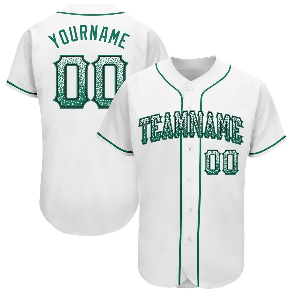 Custom Name and Number Authentic Baseball Jersey in White, Kelly Green, and Black - Drift Fashion Team Jersey Personalized