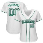 Custom Name and Number Authentic Baseball Jersey in White, Kelly Green, and Black - Drift Fashion Team Jersey Personalized