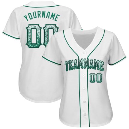 Custom Name and Number Authentic Baseball Jersey in White, Kelly Green, and Black - Drift Fashion Team Jersey Personalized