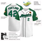 Custom Name Number Baseball Jersey - Personalized Authentic Raglan Sleeves in White Kelly Green Black Personalized White