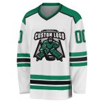 Personalized Green Black Hockey Jersey for Men, Women, Kids - Custom White Jersey Personalized White Kelly Green-Black Hockey