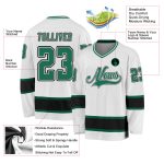 Custom Hockey Jersey with Personalized Name and Number in White, Kelly Green and Black Personalized White Kelly Green-Black